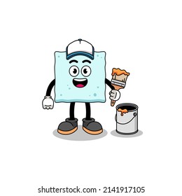 Character mascot of sugar cube as a painter , character design