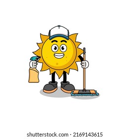 Character mascot of sun as a cleaning services , character design