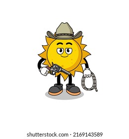 Character mascot of sun as a cowboy , character design