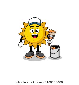 Character mascot of sun as a painter , character design