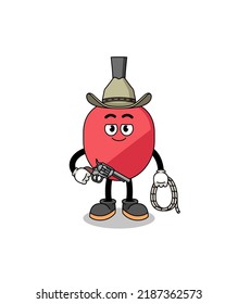 Character mascot of table tennis racket as a cowboy , character design