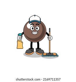 Character mascot of tapioca pearl as a cleaning services , character design