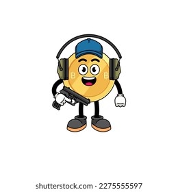 Character mascot of thai baht doing shooting range , character design