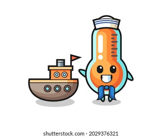 Character mascot of thermometer as a sailor man