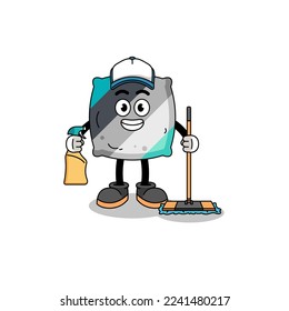 Character mascot of throw pillow as a cleaning services , character design