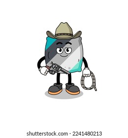 Character mascot of throw pillow as a cowboy , character design