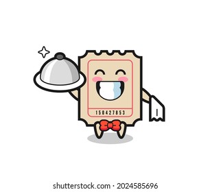 Character mascot of ticket as a waiters , cute style design for t shirt, sticker, logo element