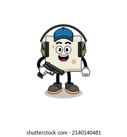 Character mascot of tofu doing shooting range , character design