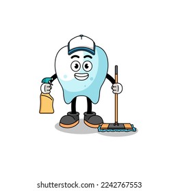 Character mascot of tooth as a cleaning services , character design