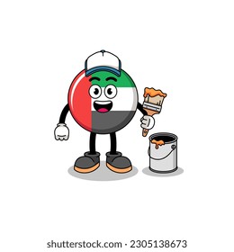 Character mascot of UAE flag as a painter , character design