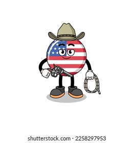 Character mascot of united states flag as a cowboy , character design