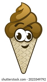 character mascot vector of chocolate ice cream with cone
