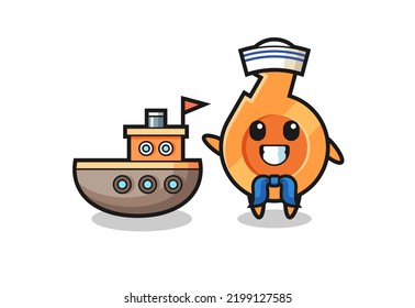 Character mascot of whistle as a sailor man , cute design
