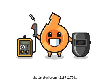 Character mascot of whistle as a welder , cute design