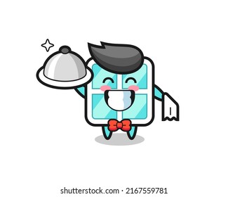 Character mascot of window as a waiters , cute style design for t shirt, sticker, logo element