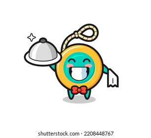 Character mascot of yoyo as a waiters , cute design