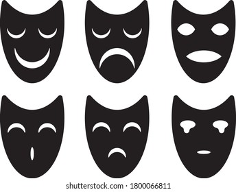 character mask, set of 6 face some expressions of the mask 