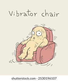 Character in massage chair with vibrator chair message design