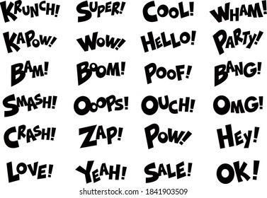 
Material de carácter que expresa onomatopeya de estilo cómico y signos de exclamación