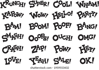 Character material expressing comic-style onomatopoeia and exclamation marks