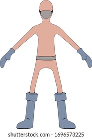 character in medical mask and gloves vector in different views
