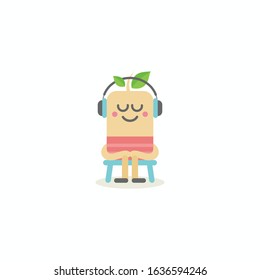 Character meditation app design vector