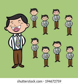 Character men with emotion faces