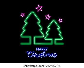 Character merry Christmas neon frames luxury line  illustration