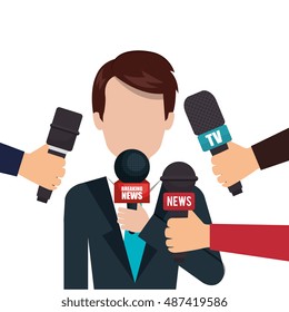 character microphone interview graphic