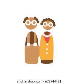 character of mom & dad symbol. mother & father with glass. elderly people isolated icon. family vector cartoon. senior or aged couple simple flat design style