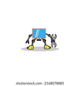 character monitor mascot vector illustration, suitable for advertisements, posters, banners, icons, mascots, logos, etc