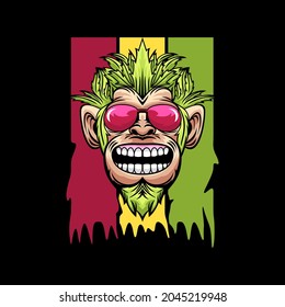 Character monkey with cannabis concept design vector