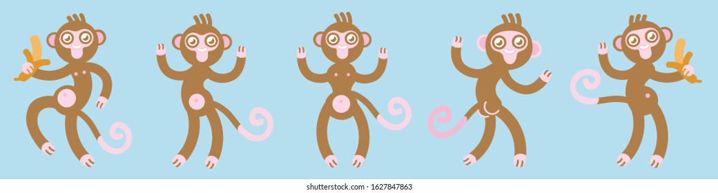Character Monkey Emotion Sticker Cartoon
