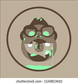 The character is a monkey - a zombie. Brown, can be used as a badge or print on the T-shirt.