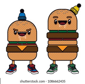  Character monster burger Vector illustration