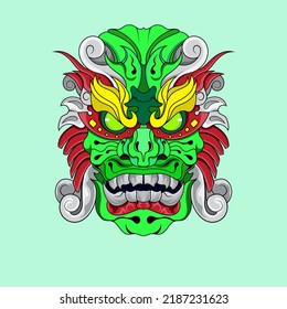 Character Monster Mask Beast Hand drawn colored Vector illustrations. Print, logo, poster template, tattoo idea.