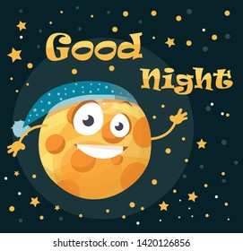 character moon wishes good night vector illustration