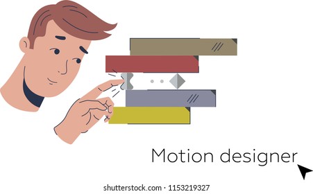 Character Motion Designer Freelancer, Designer, Man Flat Stroke Style– Stock Illustration