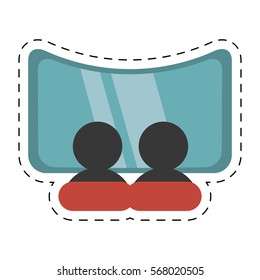 character movie cinema screen cut line vector illustration eps 10