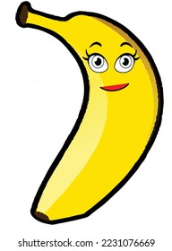 The character of Mrs Banana is happy