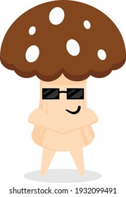 Character Mushroom Cool in flat design