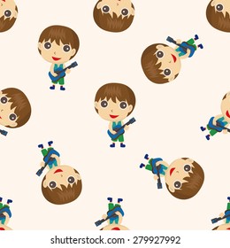 character musician , cartoon seamless pattern background