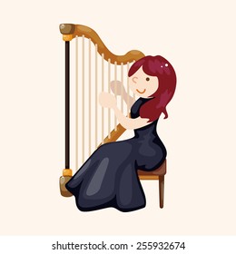 character musician harpist theme elements