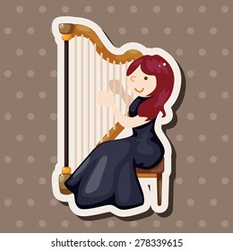 character musician harpist theme elements