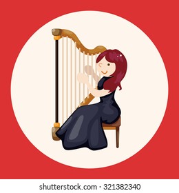 character musician harpist theme elements