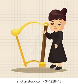 character musician harpist theme elements