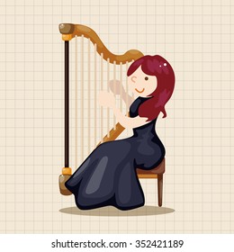 character musician harpist theme elements