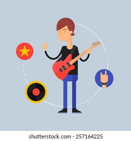 Character - musician, music concept. Vector illustration, flat style 