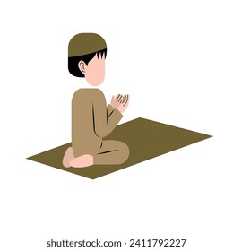 Character Of Muslim Boy Praying 