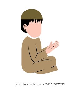 Carácter De Niño Musulmán Rezando 
